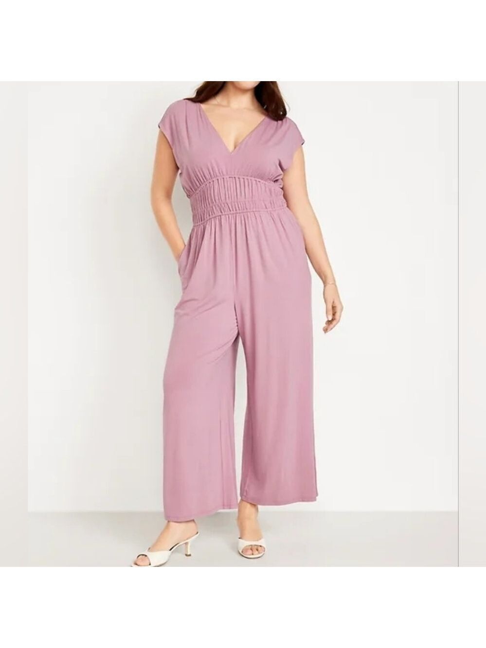 XL Tall • Old Navy • Mauve Waist-Defined Shirred Jumpsuit